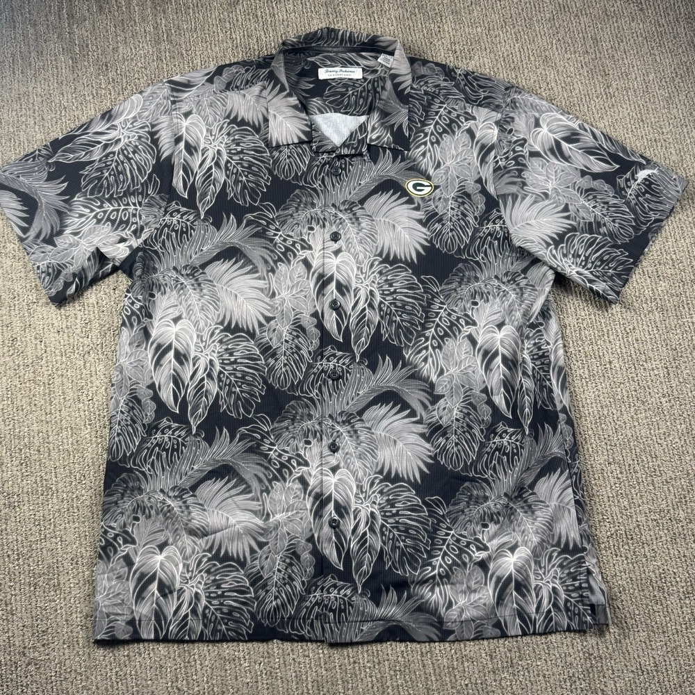 Tommy Bahama Mens XLT Green Bay Packers Button Up Shirt Short Sleeve Floral